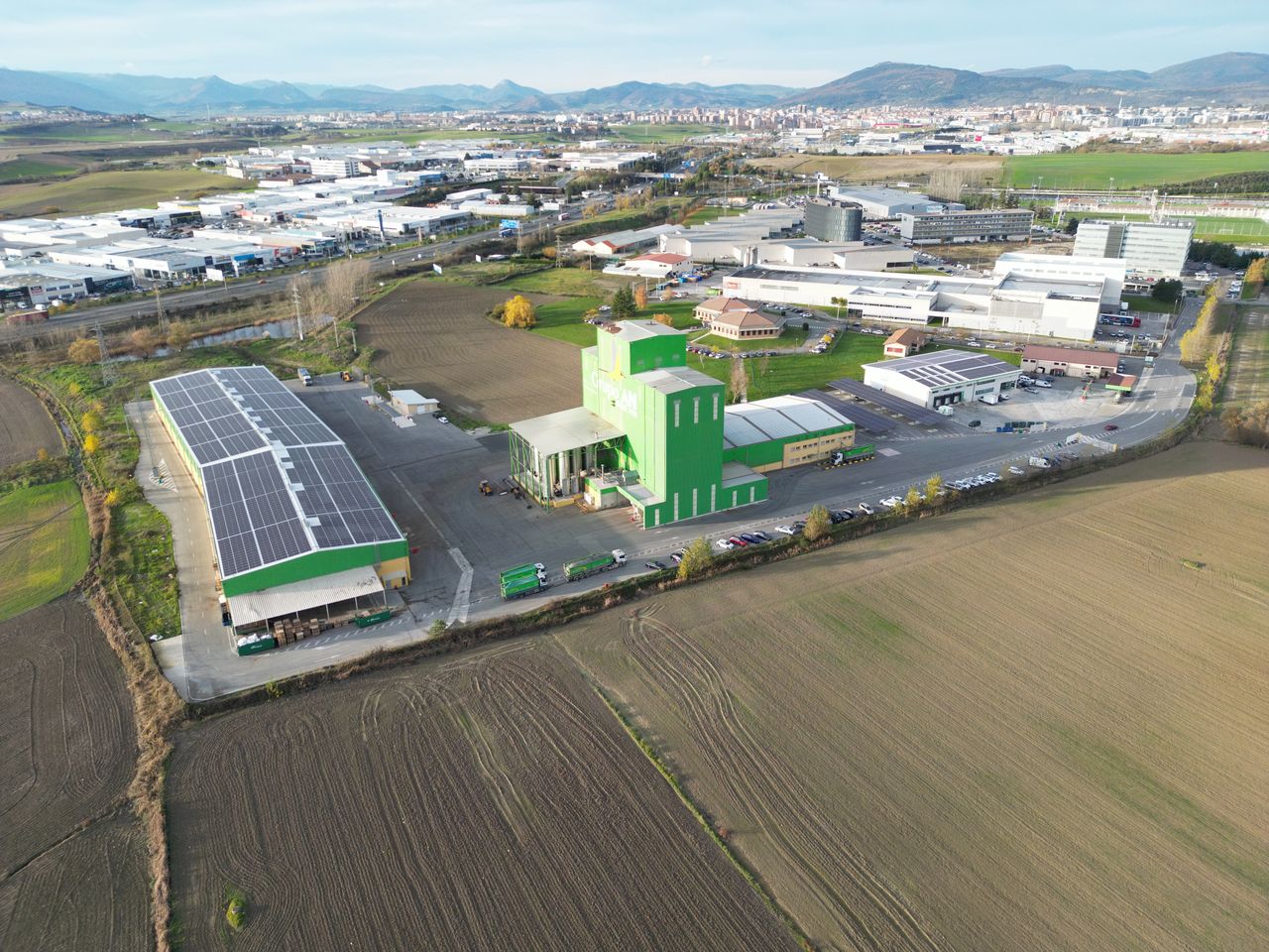 Solar panels on a commercial roof